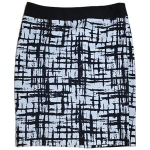 Kasper Pencil Skirt Black White‎ Grid Print Women's Size 12